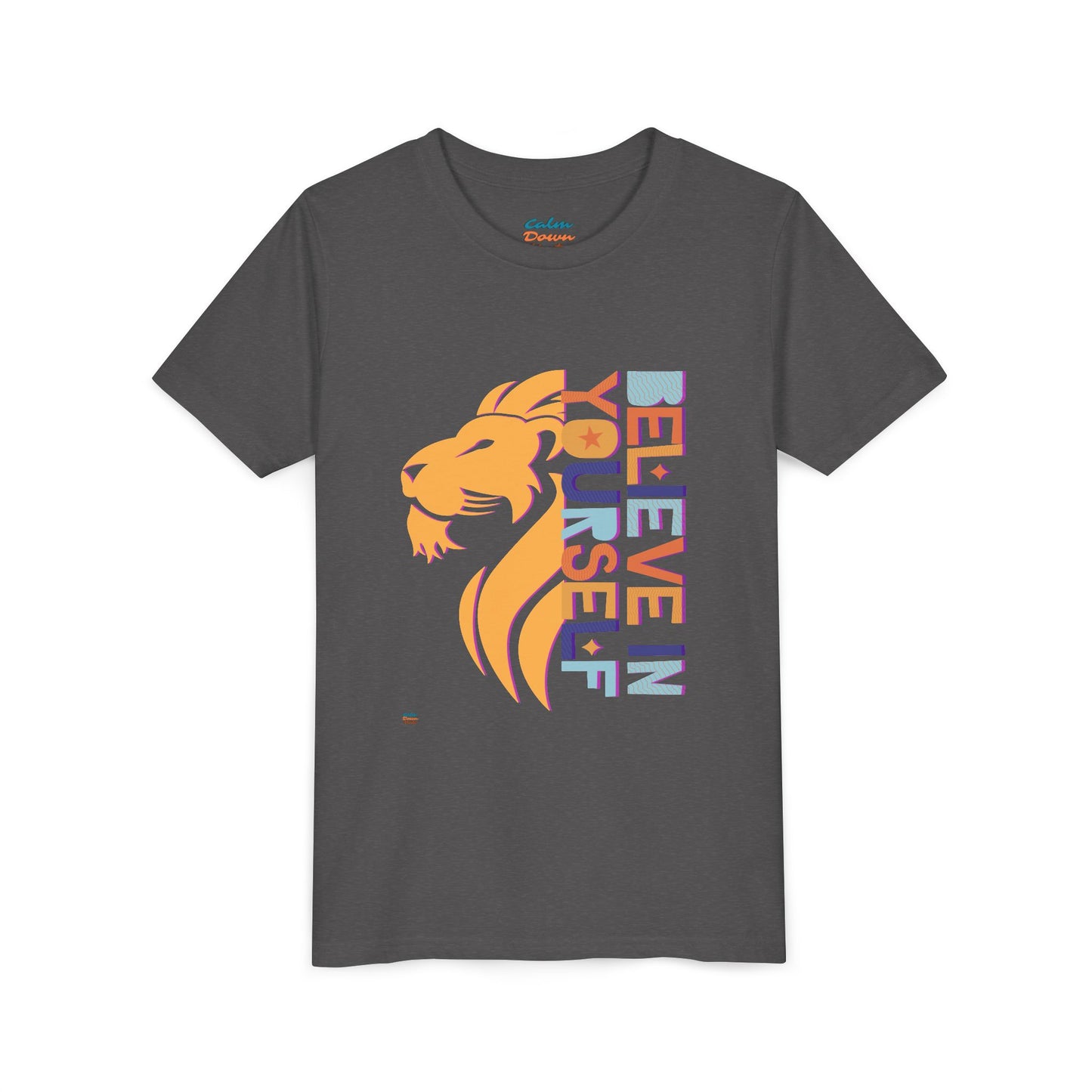 Inspirational Youth Short Sleeve Tee - "Believe in Yourself"(front) & "Happy"(back) Print