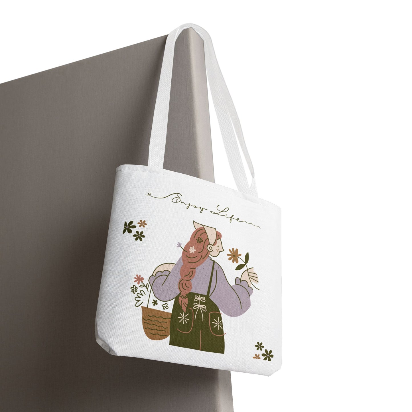 Floral Tote Bag - Positive Vibes, Eco-Friendly Shopping Bag, Everyday Use, Gift for Friends, Spring & Summer Accessory