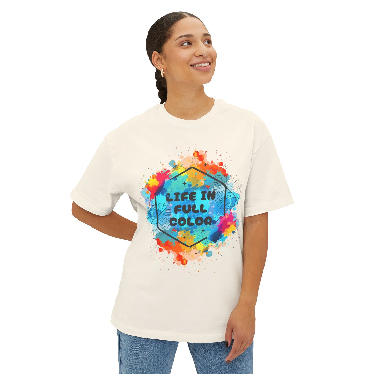Vibrant Unisex Boxy Tee - Life in Full Color, Cool Summer Top, Relaxed Fit T-Shirt, Gift for Art Lovers, Casual Streetwear
