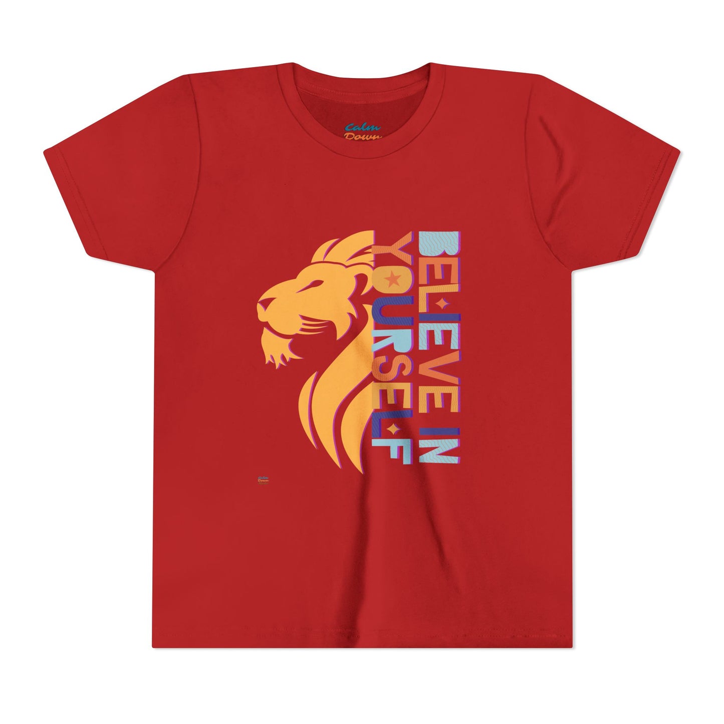 Inspirational Youth Short Sleeve Tee - "Believe in Yourself"(front) & "Happy"(back) Print