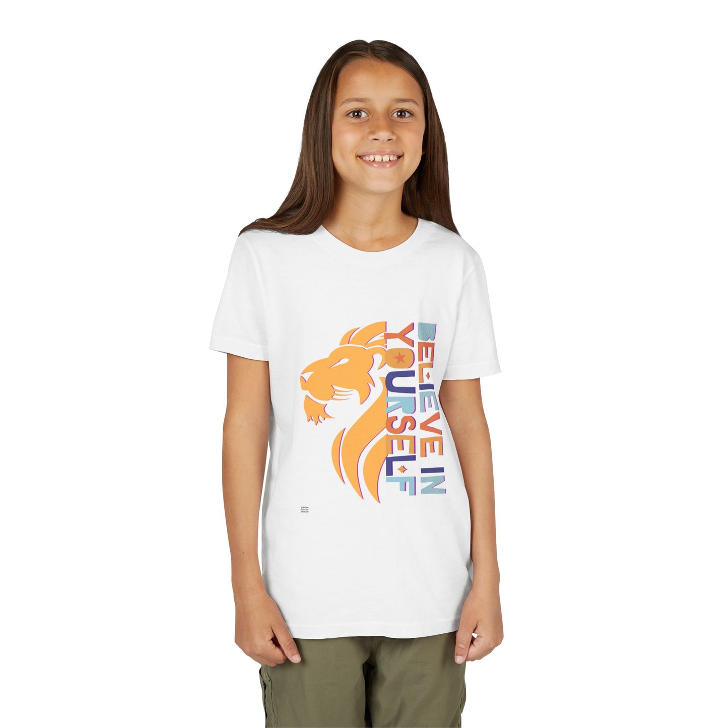 Inspirational Youth Short Sleeve Tee - "Believe in Yourself"(front) & "Happy"(back) Print