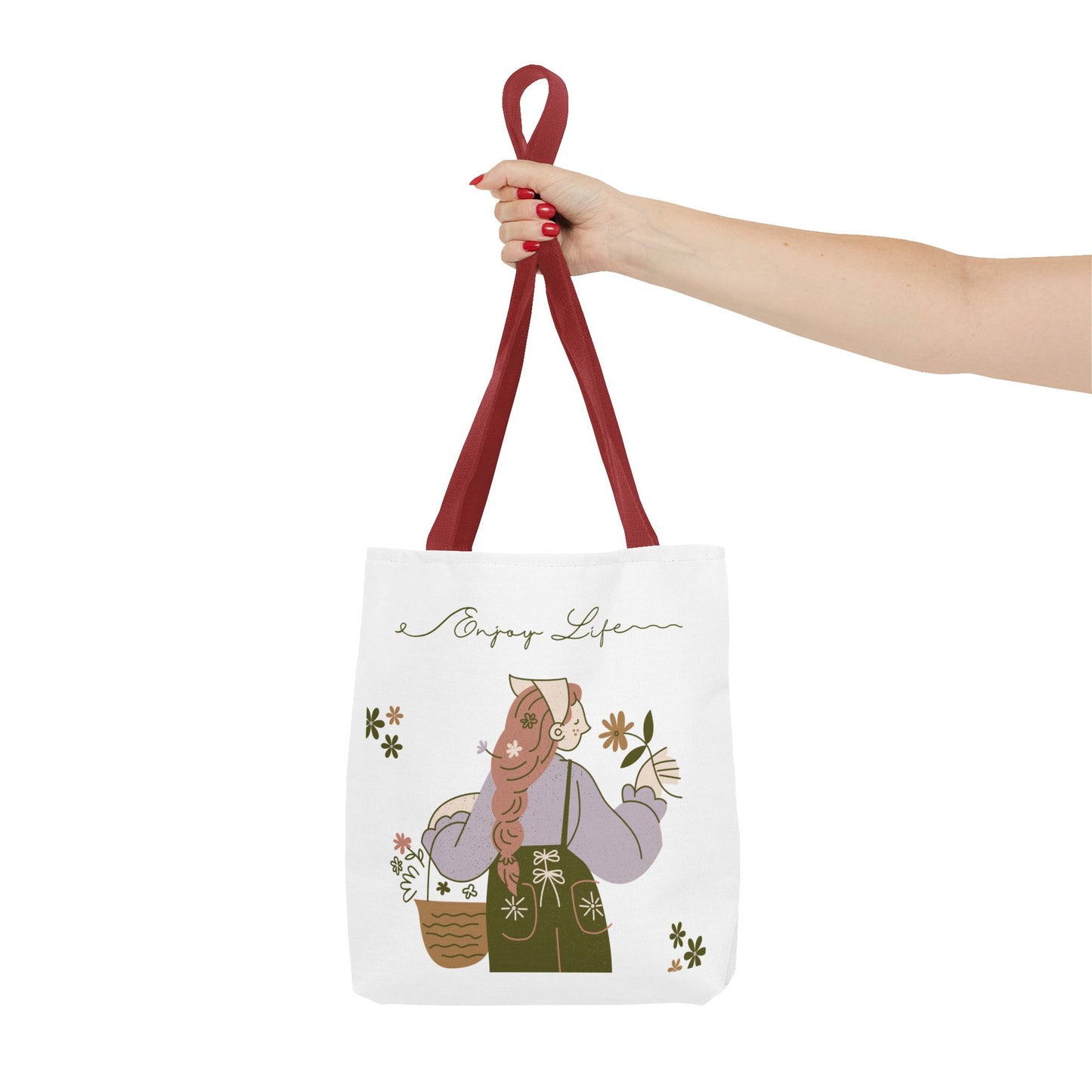 Floral Tote Bag - Positive Vibes, Eco-Friendly Shopping Bag, Everyday Use, Gift for Friends, Spring & Summer Accessory