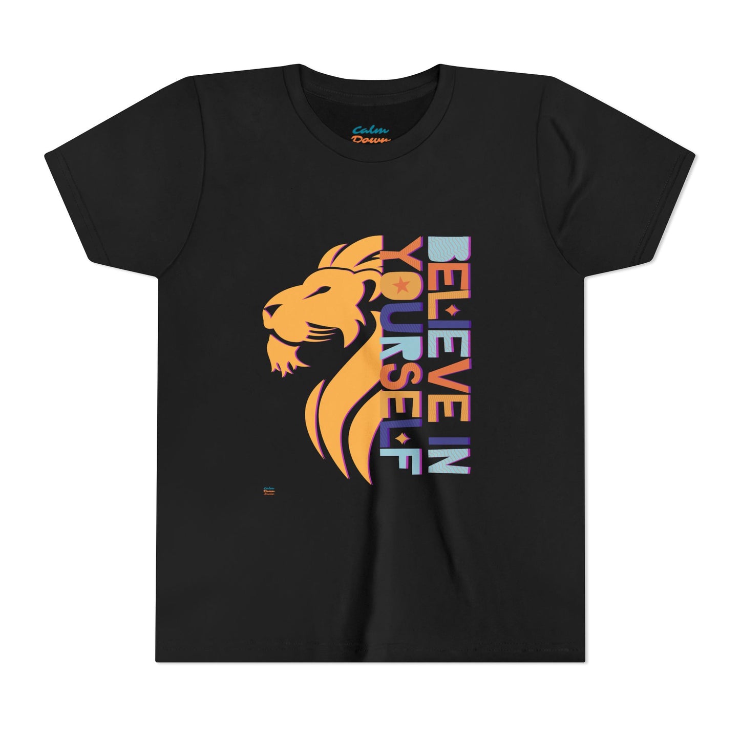 Inspirational Youth Short Sleeve Tee - "Believe in Yourself"(front) & "Happy"(back) Print