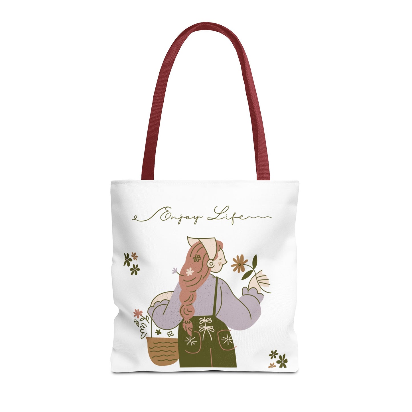 Floral Tote Bag - Positive Vibes, Eco-Friendly Shopping Bag, Everyday Use, Gift for Friends, Spring & Summer Accessory