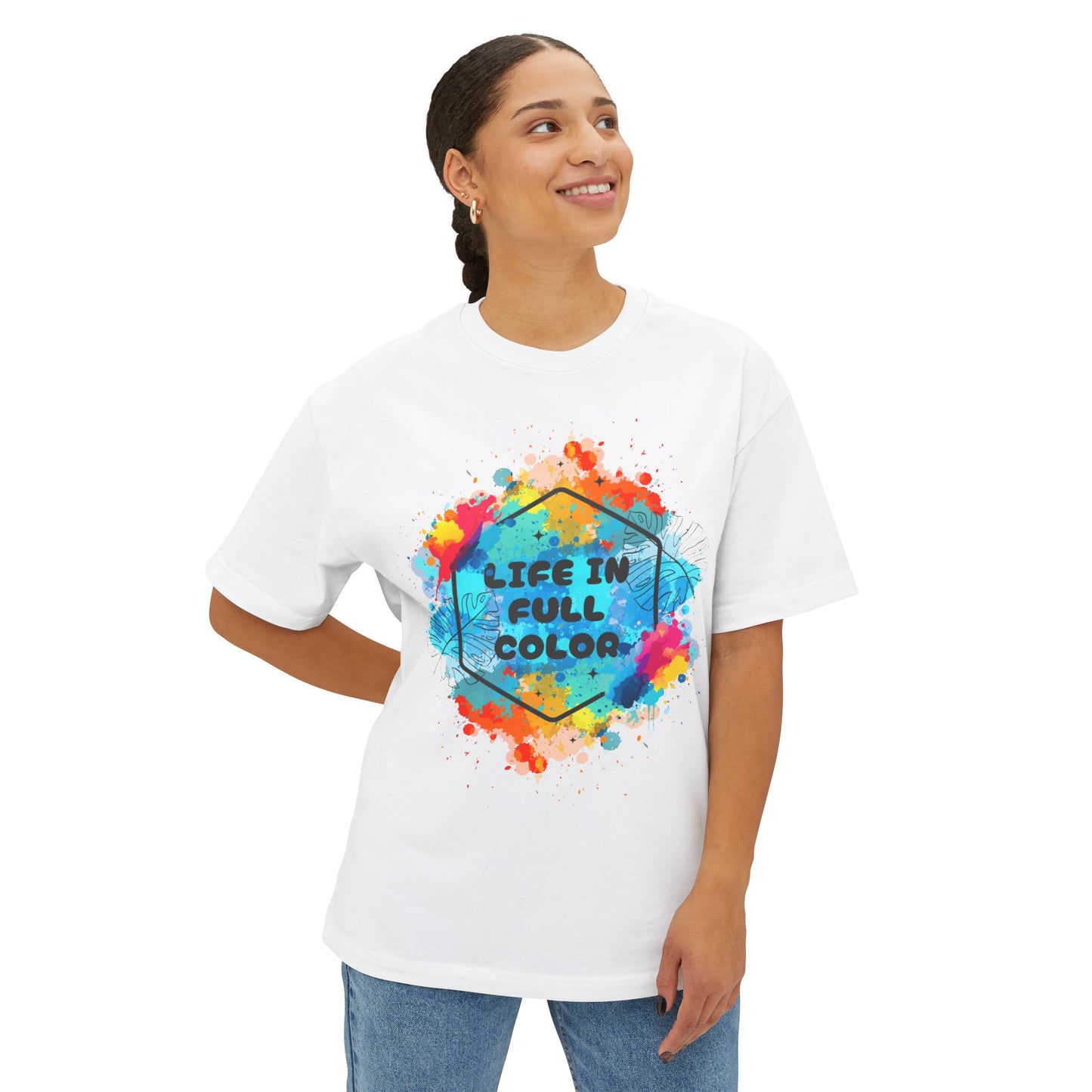 Vibrant Unisex Boxy Tee - Life in Full Color, Cool Summer Top, Relaxed Fit T-Shirt, Gift for Art Lovers, Casual Streetwear