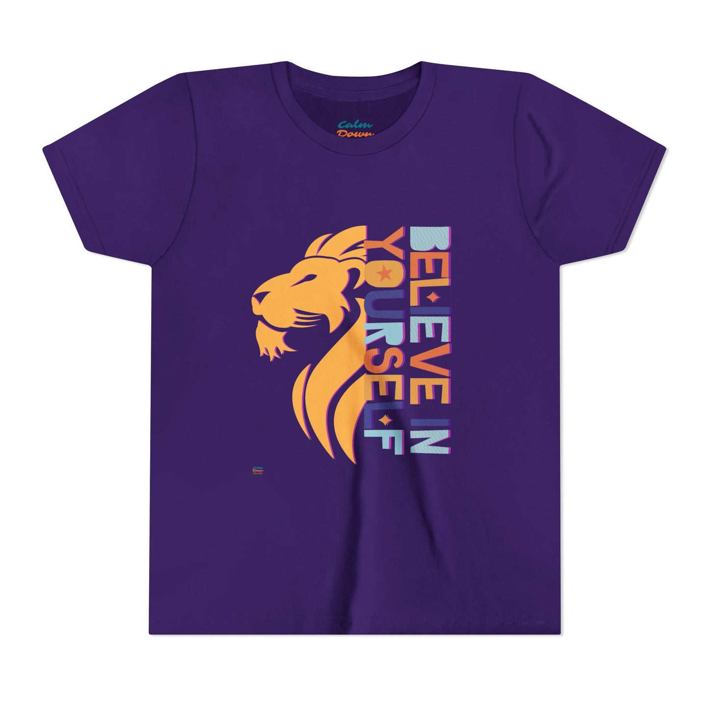 Inspirational Youth Short Sleeve Tee - "Believe in Yourself"(front) & "Happy"(back) Print
