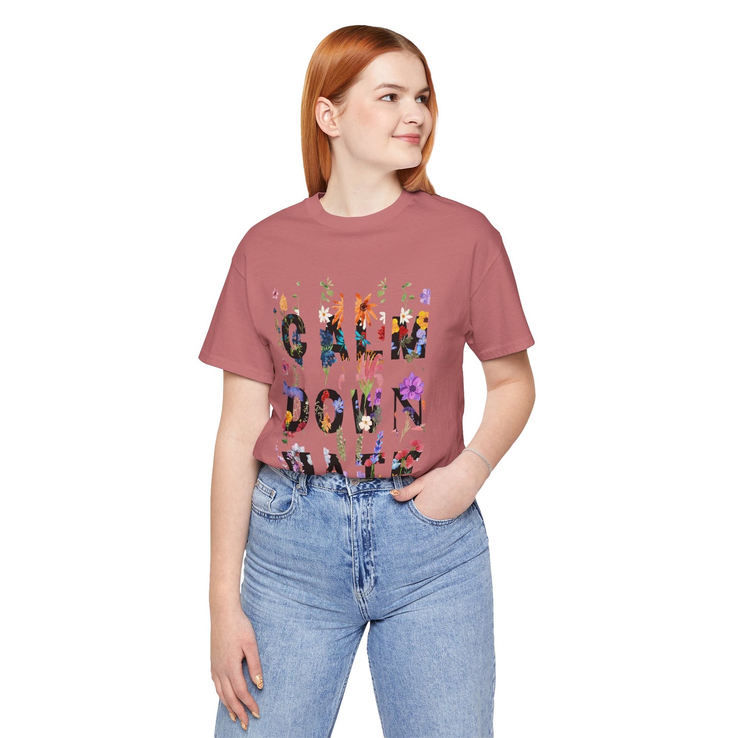 Calm Down Mate Tee, Botanical Graphic T-Shirt, Positive Vibes Top, Hope Message Shirt, Unisex Floral Tee, Inspirational Gift