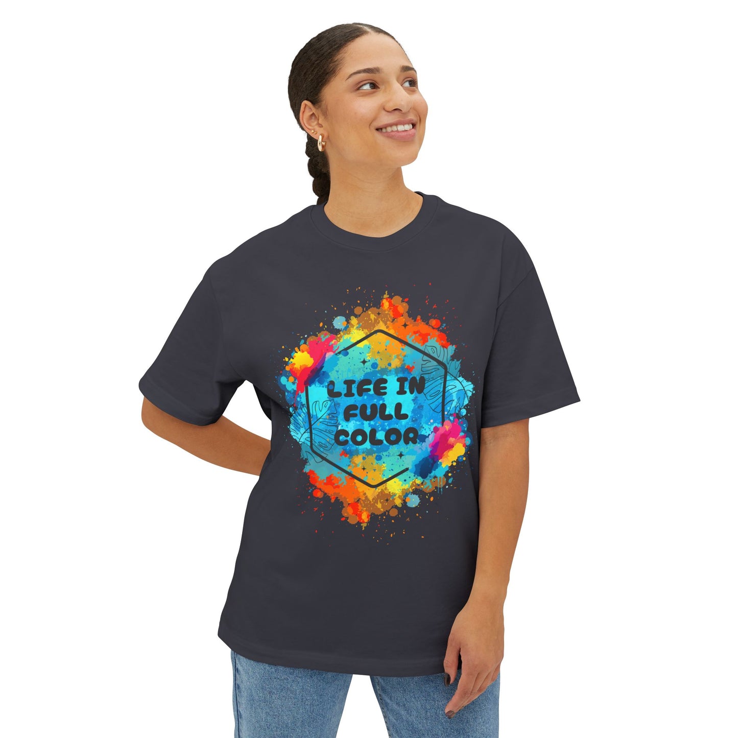 Vibrant Unisex Boxy Tee - Life in Full Color, Cool Summer Top, Relaxed Fit T-Shirt, Gift for Art Lovers, Casual Streetwear