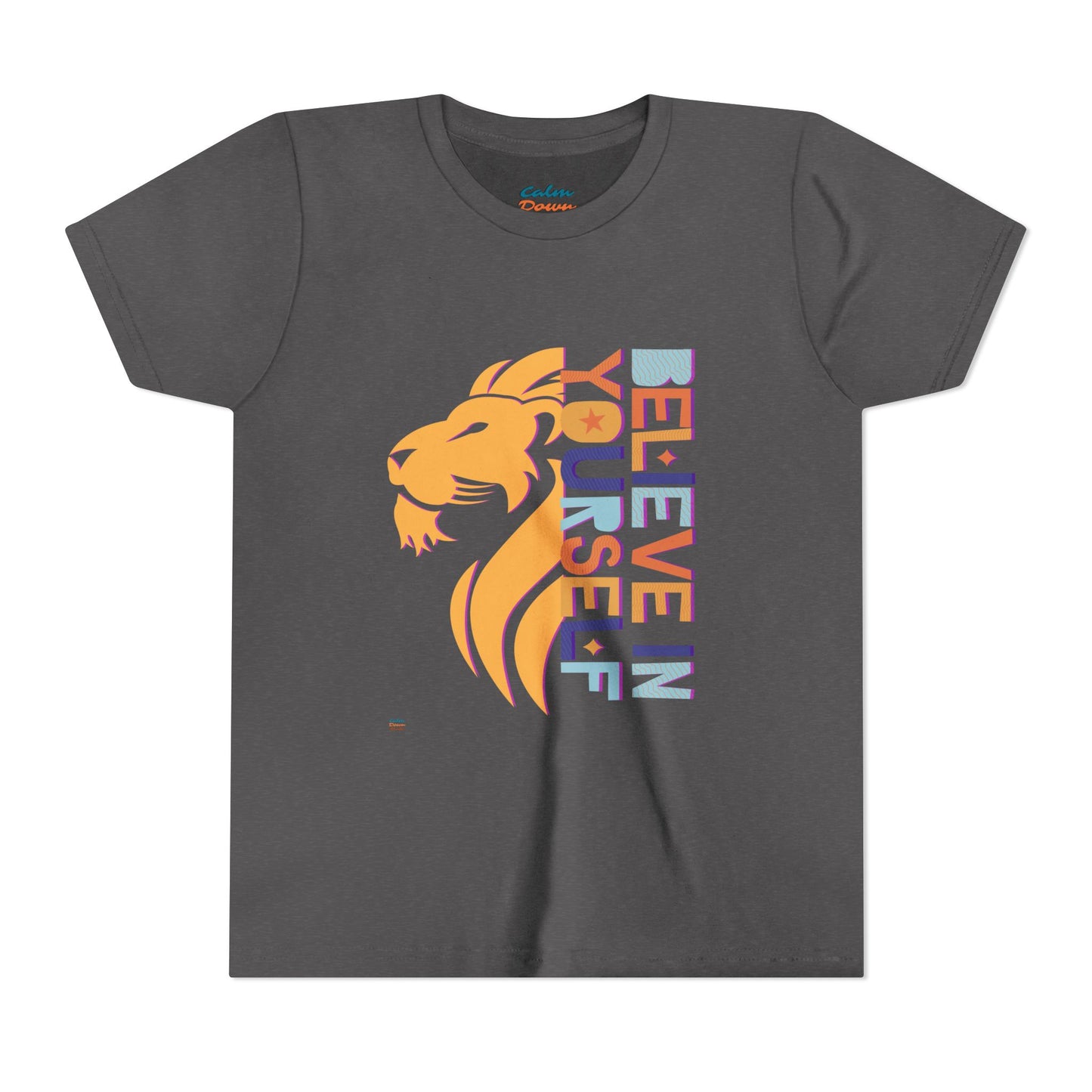 Inspirational Youth Short Sleeve Tee - "Believe in Yourself"(front) & "Happy"(back) Print