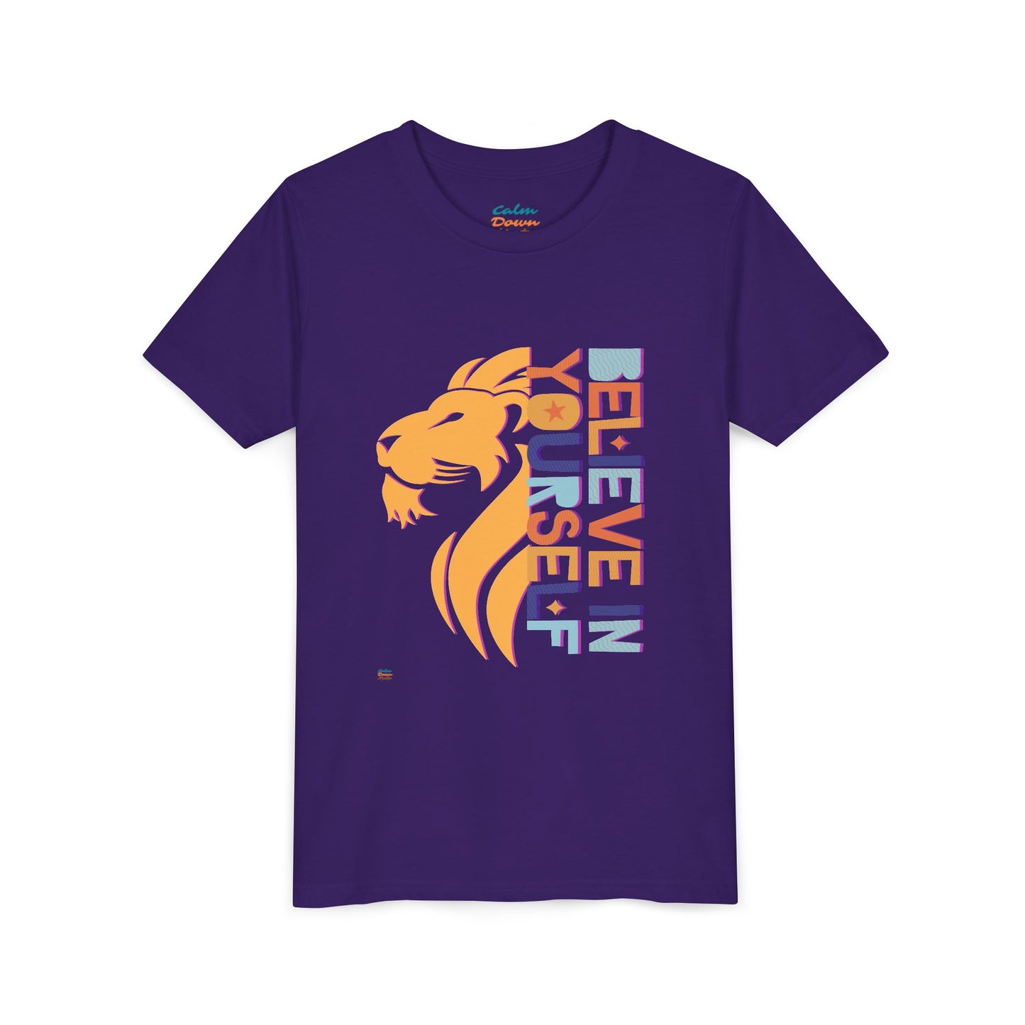 Inspirational Youth Short Sleeve Tee - "Believe in Yourself"(front) & "Happy"(back) Print
