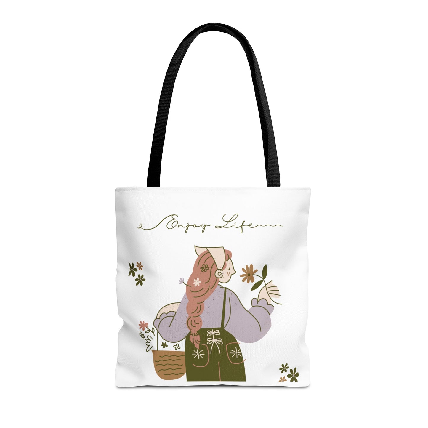 Floral Tote Bag - Positive Vibes, Eco-Friendly Shopping Bag, Everyday Use, Gift for Friends, Spring & Summer Accessory