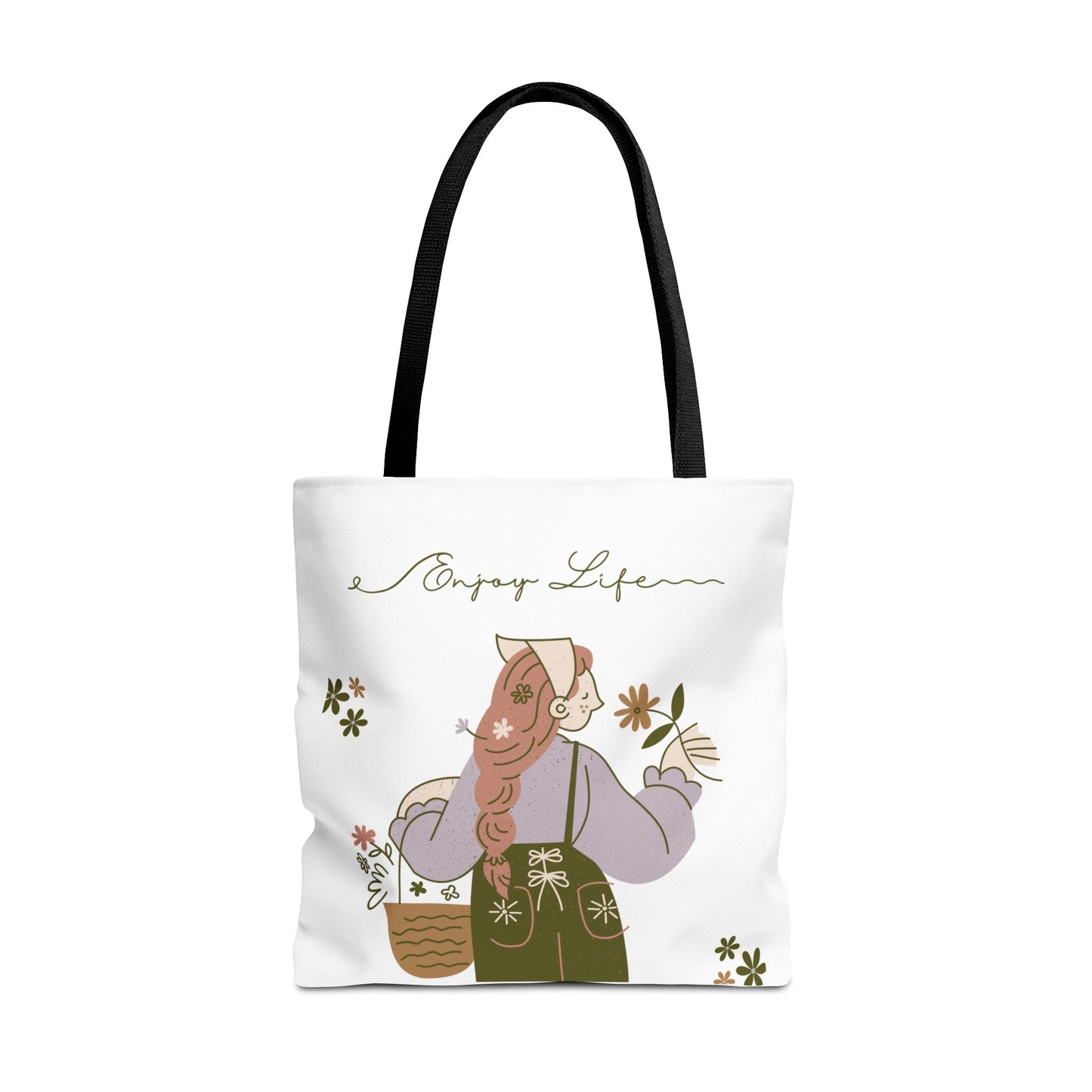 Floral Tote Bag - Positive Vibes, Eco-Friendly Shopping Bag, Everyday Use, Gift for Friends, Spring & Summer Accessory