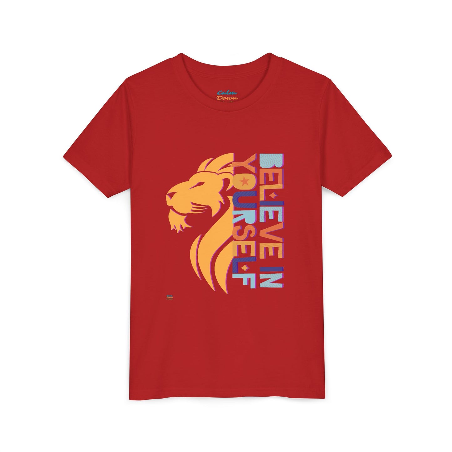 Inspirational Youth Short Sleeve Tee - "Believe in Yourself"(front) & "Happy"(back) Print