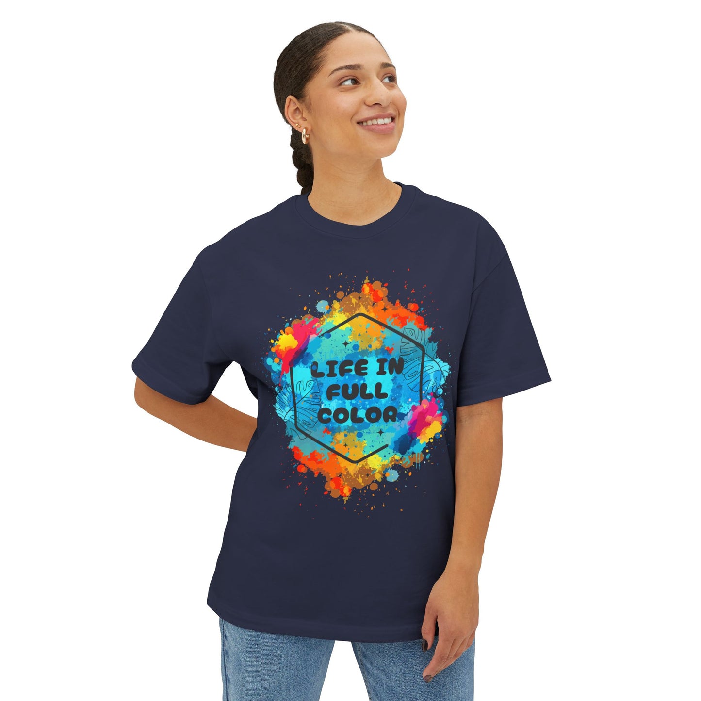 Vibrant Unisex Boxy Tee - Life in Full Color, Cool Summer Top, Relaxed Fit T-Shirt, Gift for Art Lovers, Casual Streetwear