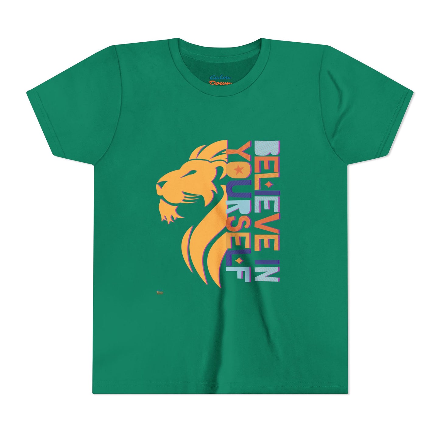 Inspirational Youth Short Sleeve Tee - "Believe in Yourself"(front) & "Happy"(back) Print