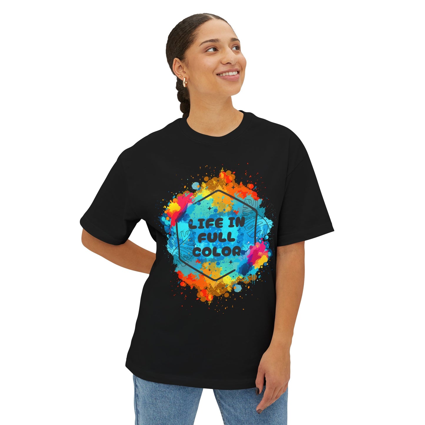 Vibrant Unisex Boxy Tee - Life in Full Color, Cool Summer Top, Relaxed Fit T-Shirt, Gift for Art Lovers, Casual Streetwear
