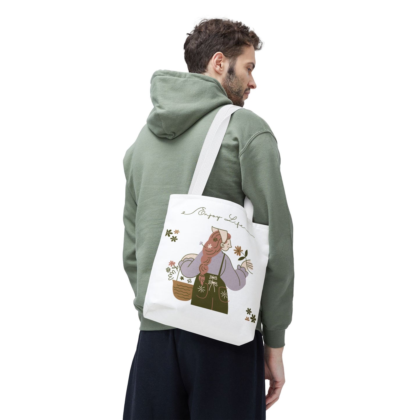Floral Tote Bag - Positive Vibes, Eco-Friendly Shopping Bag, Everyday Use, Gift for Friends, Spring & Summer Accessory