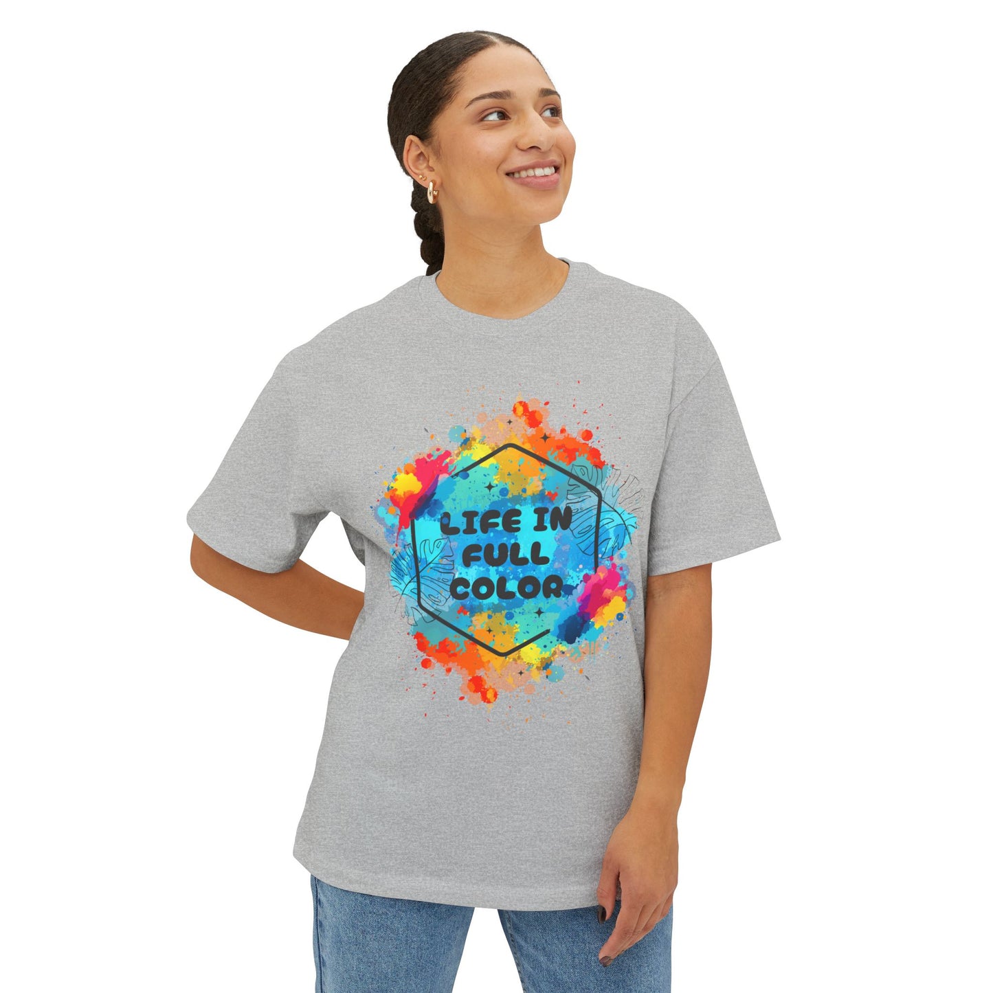 Vibrant Unisex Boxy Tee - Life in Full Color, Cool Summer Top, Relaxed Fit T-Shirt, Gift for Art Lovers, Casual Streetwear