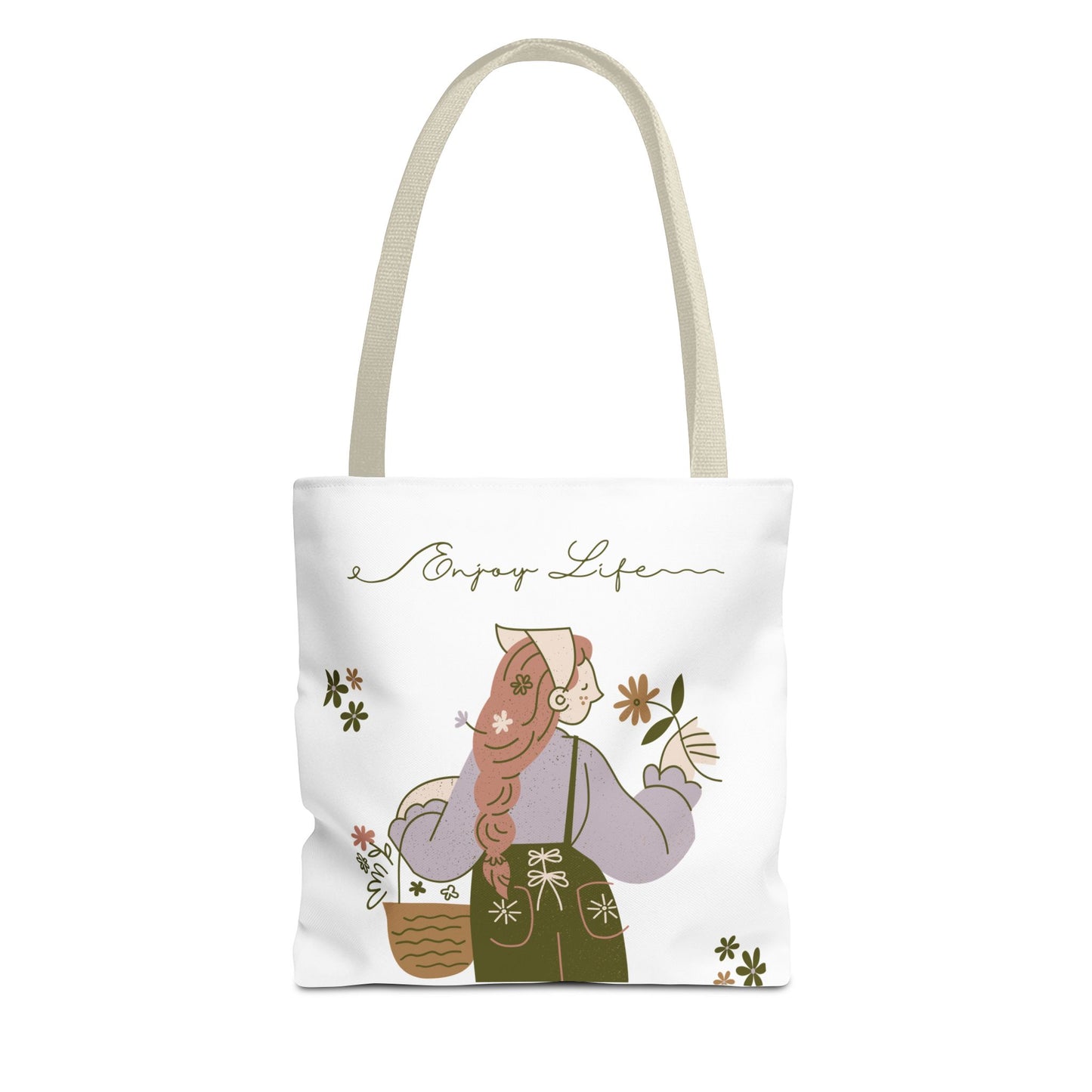 Floral Tote Bag - Positive Vibes, Eco-Friendly Shopping Bag, Everyday Use, Gift for Friends, Spring & Summer Accessory