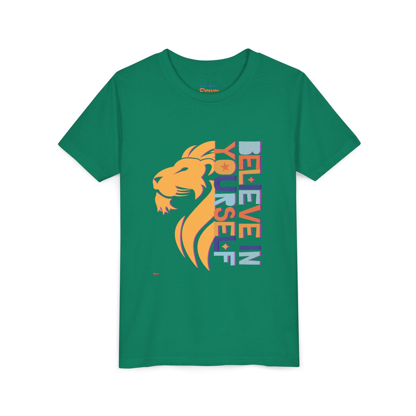 Inspirational Youth Short Sleeve Tee - "Believe in Yourself"(front) & "Happy"(back) Print
