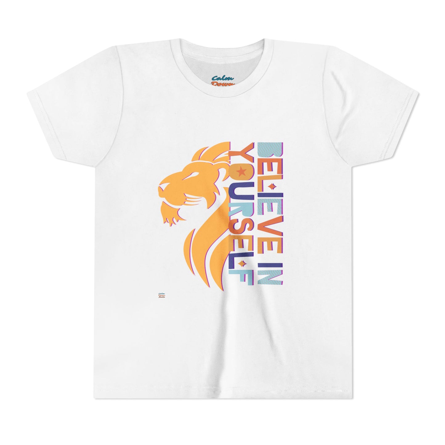Inspirational Youth Short Sleeve Tee - "Believe in Yourself"(front) & "Happy"(back) Print