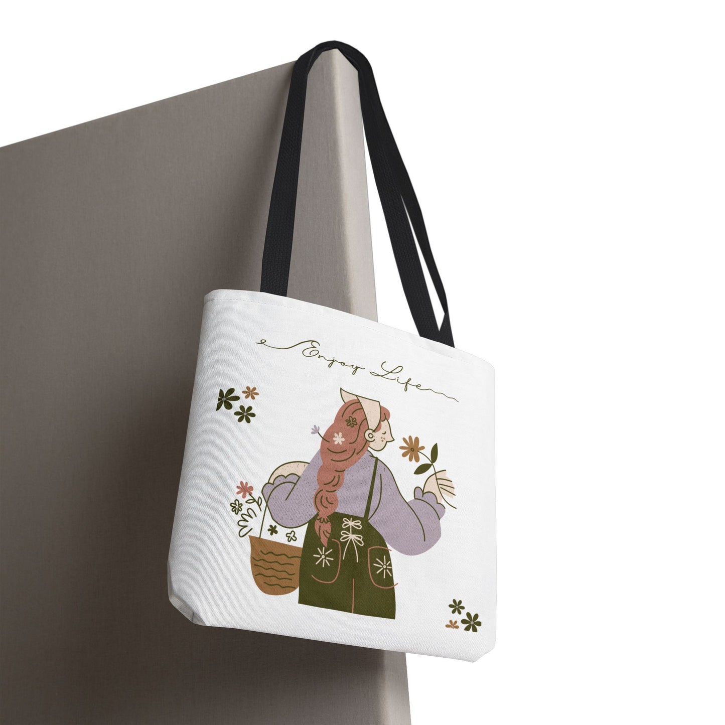 Floral Tote Bag - Positive Vibes, Eco-Friendly Shopping Bag, Everyday Use, Gift for Friends, Spring & Summer Accessory