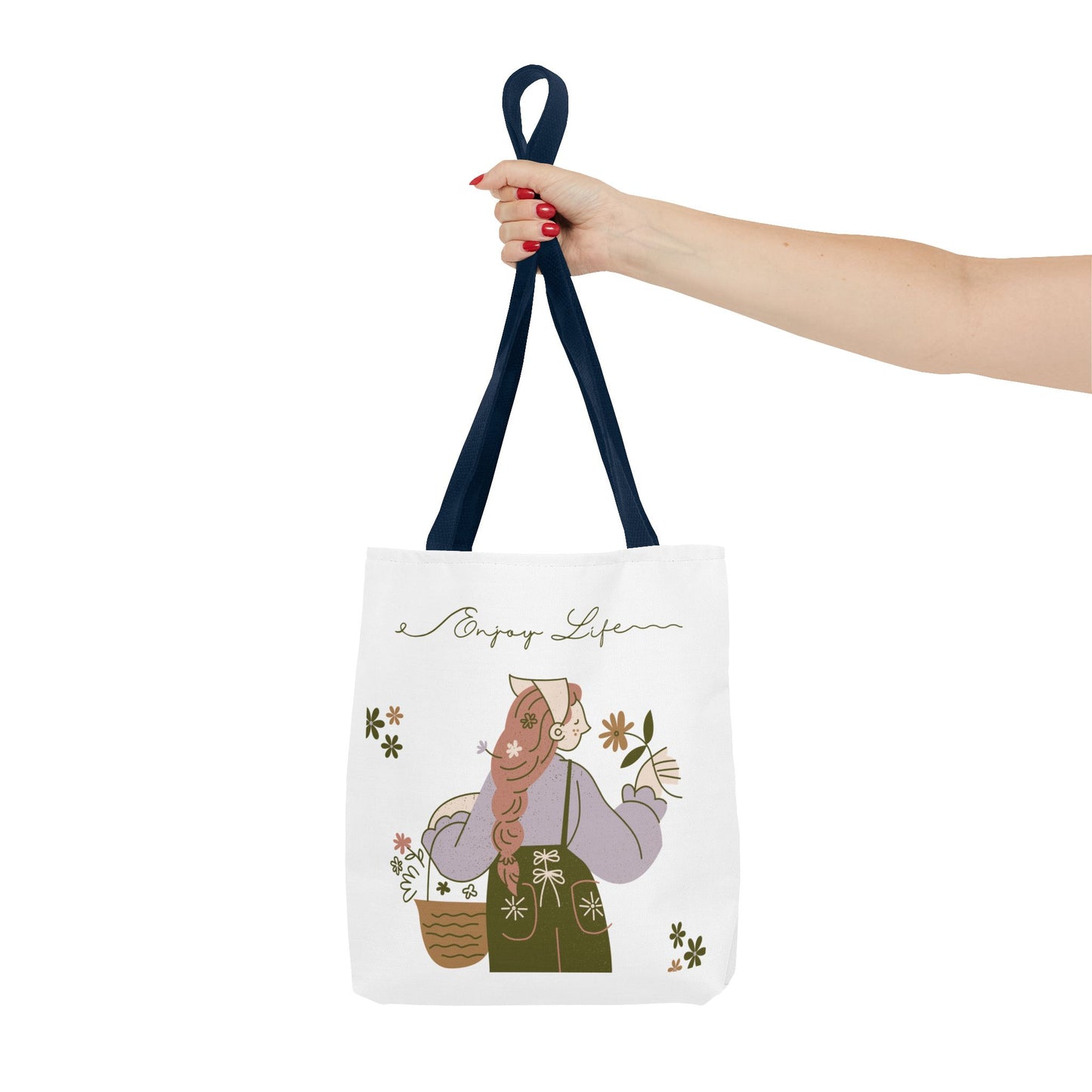Floral Tote Bag - Positive Vibes, Eco-Friendly Shopping Bag, Everyday Use, Gift for Friends, Spring & Summer Accessory
