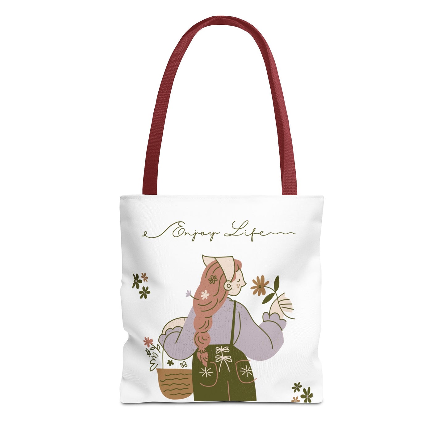 Floral Tote Bag - Positive Vibes, Eco-Friendly Shopping Bag, Everyday Use, Gift for Friends, Spring & Summer Accessory