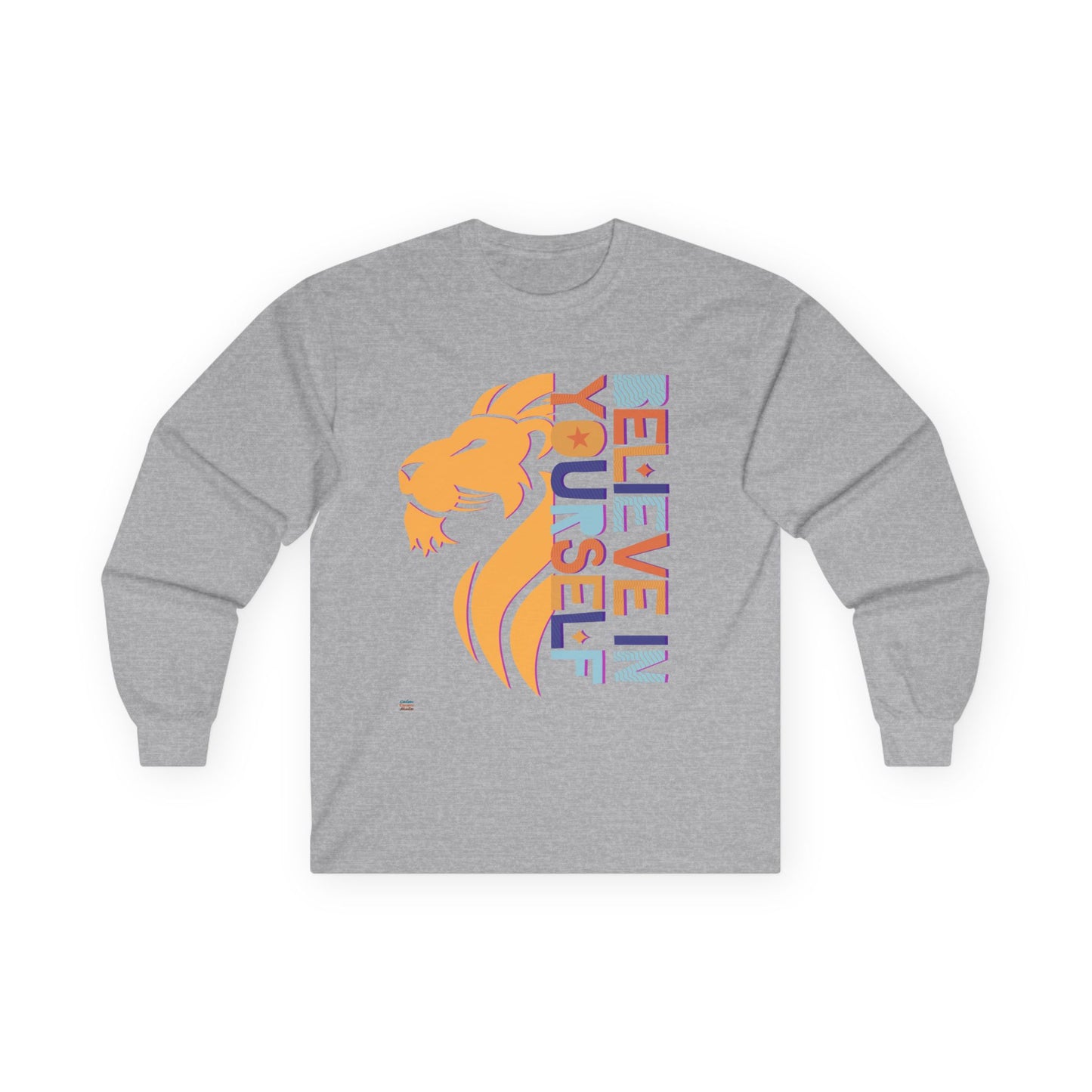 Inspirational Long Sleeve Tee - 'Believe in Yourself' (Front) and 'Happy' (Back) Design