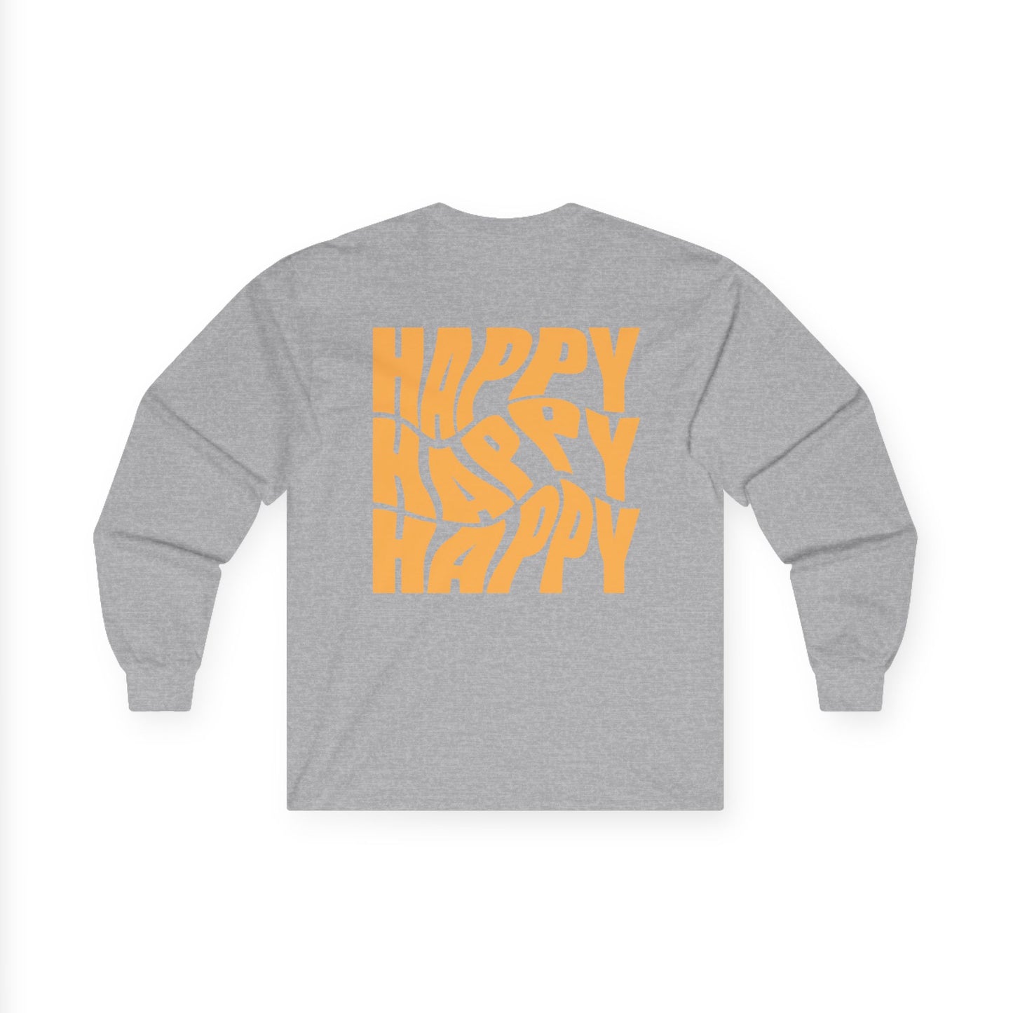 Inspirational Long Sleeve Tee - 'Believe in Yourself' (Front) and 'Happy' (Back) Design