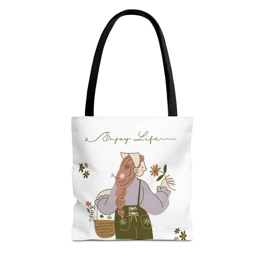 Floral Tote Bag - Positive Vibes, Eco-Friendly Shopping Bag, Everyday Use, Gift for Friends, Spring & Summer Accessory