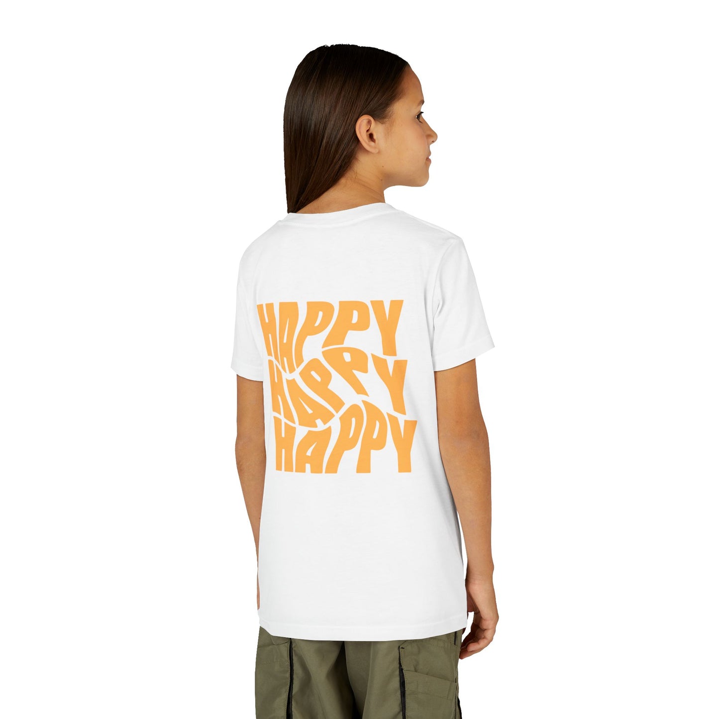 Inspirational Youth Short Sleeve Tee - "Believe in Yourself"(front) & "Happy"(back) Print