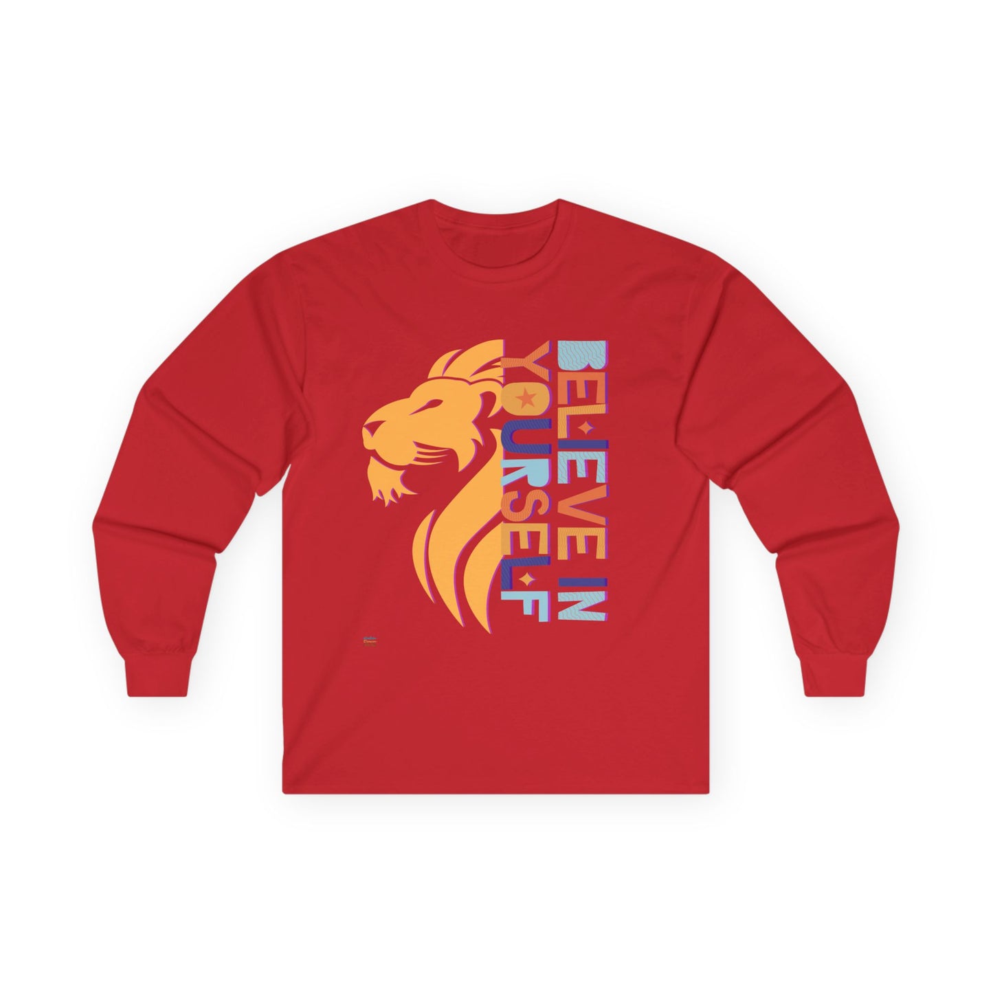 Inspirational Long Sleeve Tee - 'Believe in Yourself' (Front) and 'Happy' (Back) Design