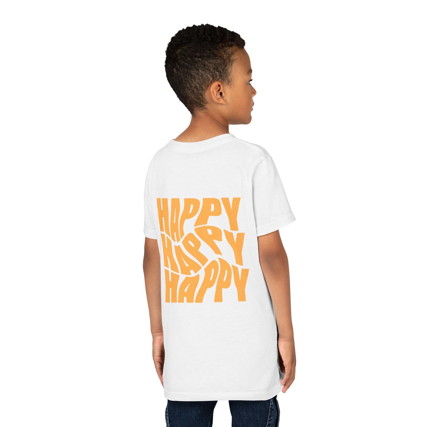 Inspirational Youth Short Sleeve Tee - "Believe in Yourself"(front) & "Happy"(back) Print