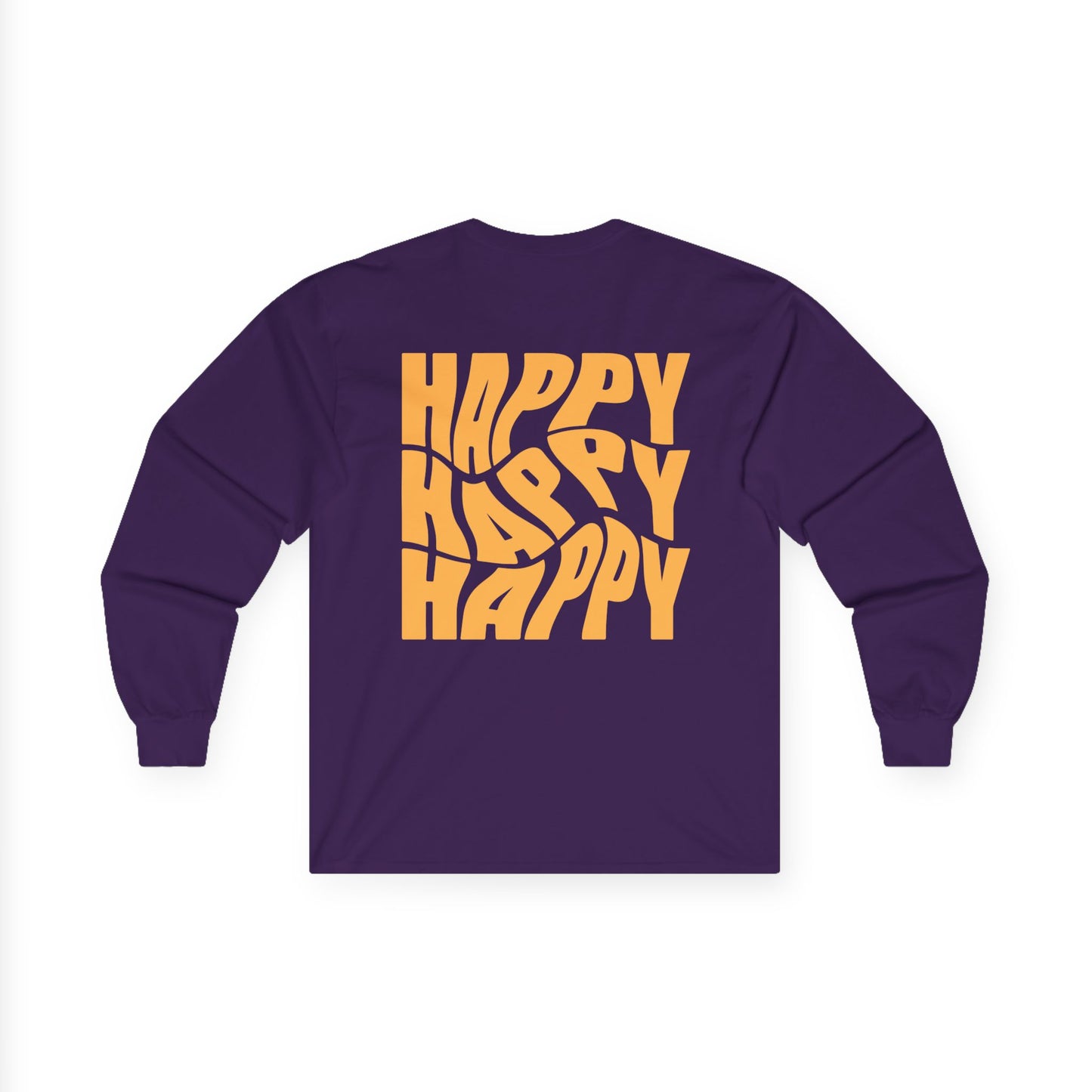 Inspirational Long Sleeve Tee - 'Believe in Yourself' (Front) and 'Happy' (Back) Design