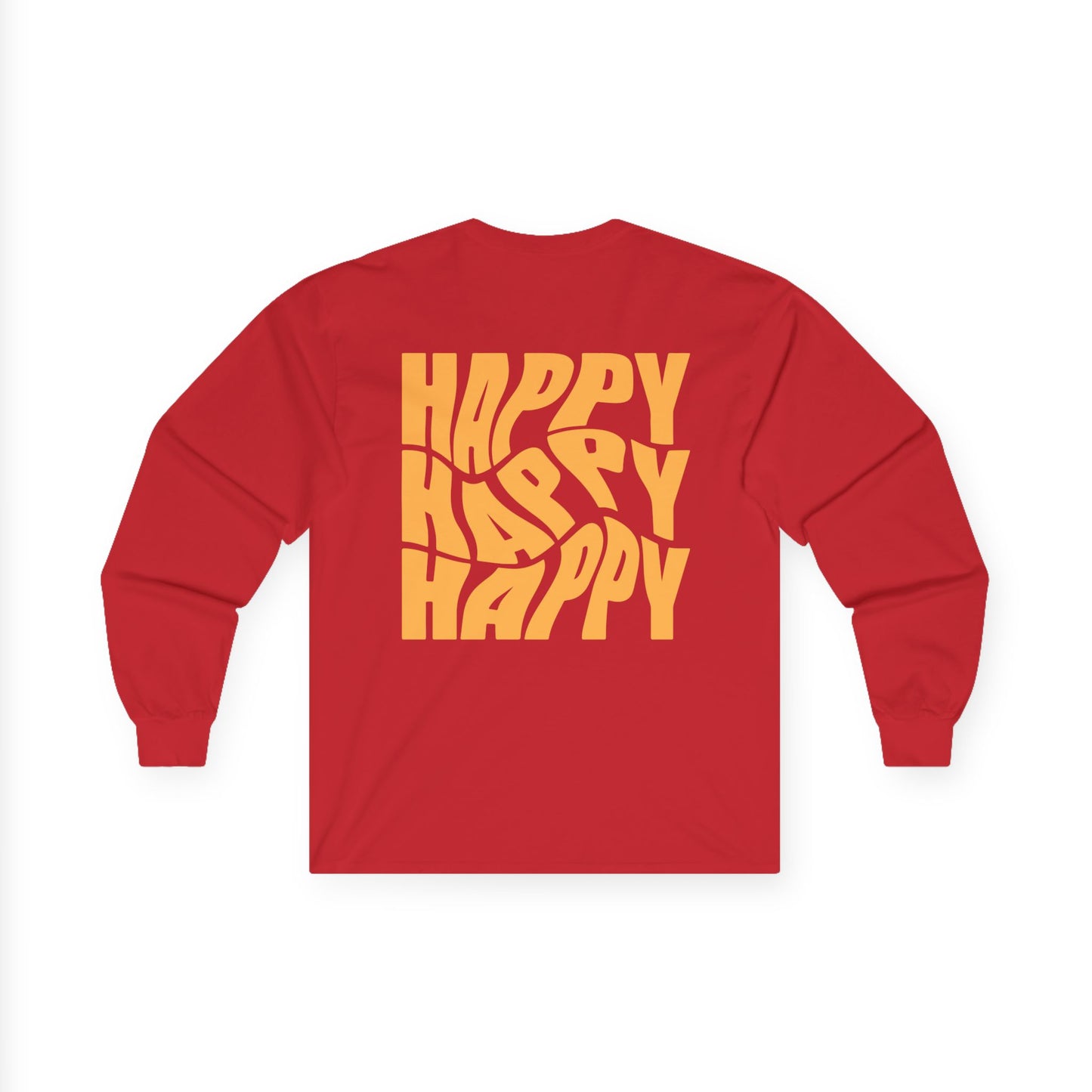 Inspirational Long Sleeve Tee - 'Believe in Yourself' (Front) and 'Happy' (Back) Design