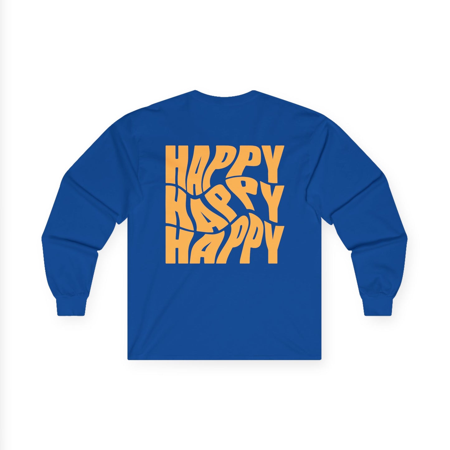 Inspirational Long Sleeve Tee - 'Believe in Yourself' (Front) and 'Happy' (Back) Design