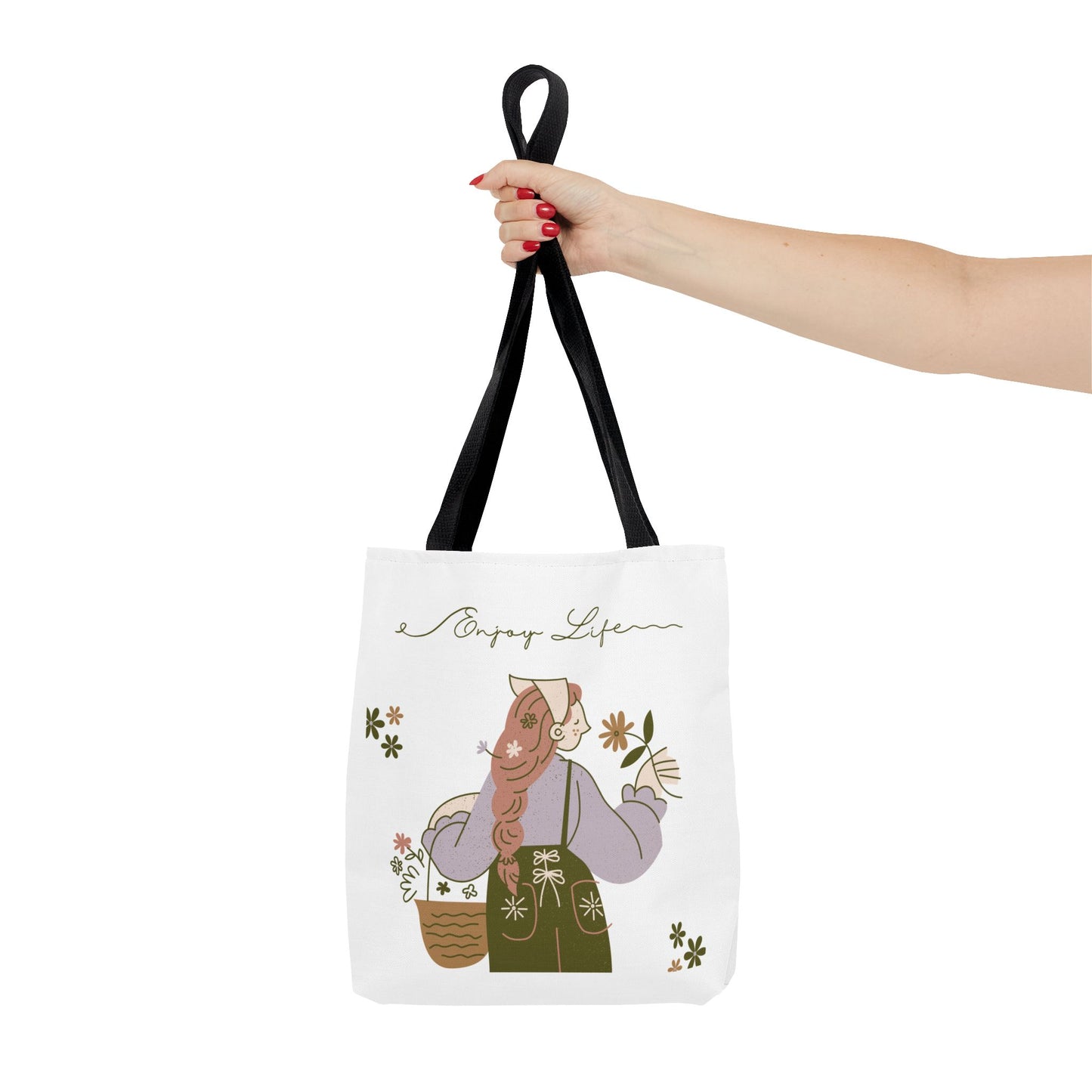 Floral Tote Bag - Positive Vibes, Eco-Friendly Shopping Bag, Everyday Use, Gift for Friends, Spring & Summer Accessory