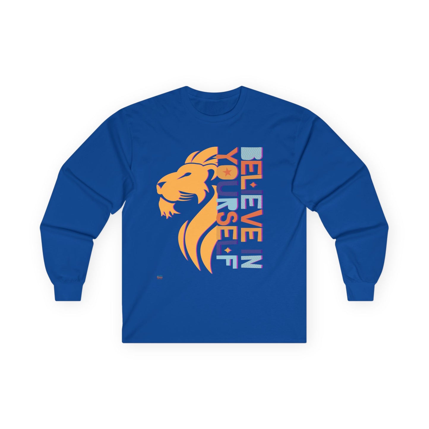 Inspirational Long Sleeve Tee - 'Believe in Yourself' (Front) and 'Happy' (Back) Design