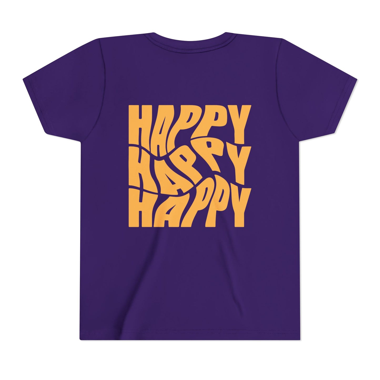 Inspirational Youth Short Sleeve Tee - "Believe in Yourself"(front) & "Happy"(back) Print