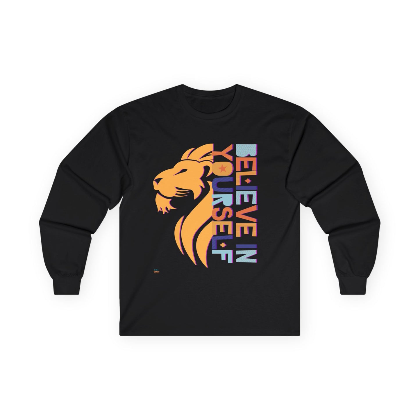 Inspirational Long Sleeve Tee - 'Believe in Yourself' (Front) and 'Happy' (Back) Design