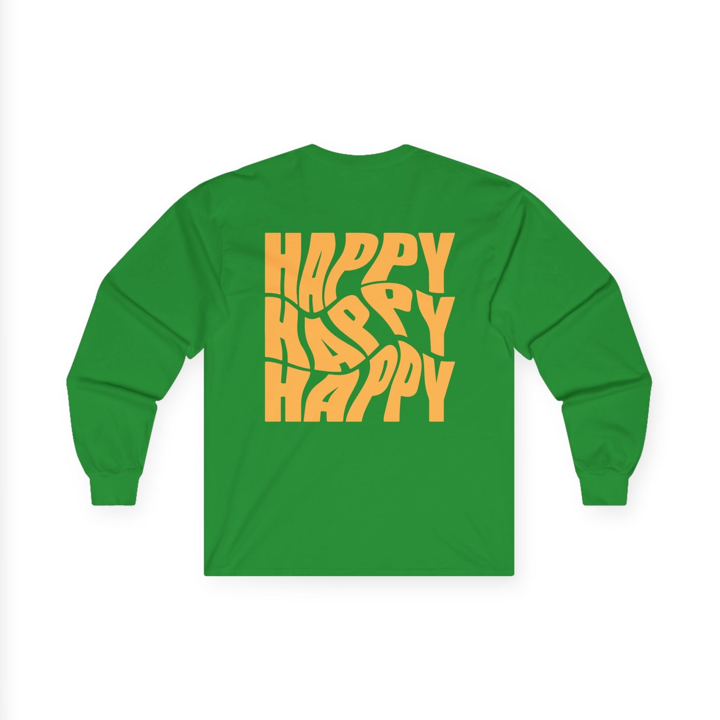 Inspirational Long Sleeve Tee - 'Believe in Yourself' (Front) and 'Happy' (Back) Design