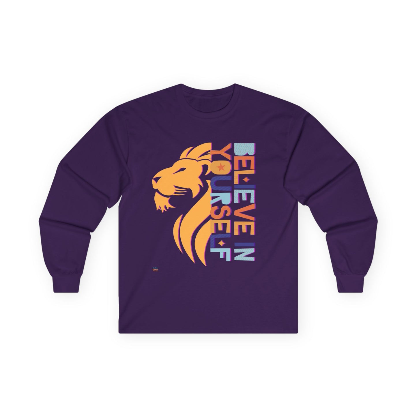 Inspirational Long Sleeve Tee - 'Believe in Yourself' (Front) and 'Happy' (Back) Design
